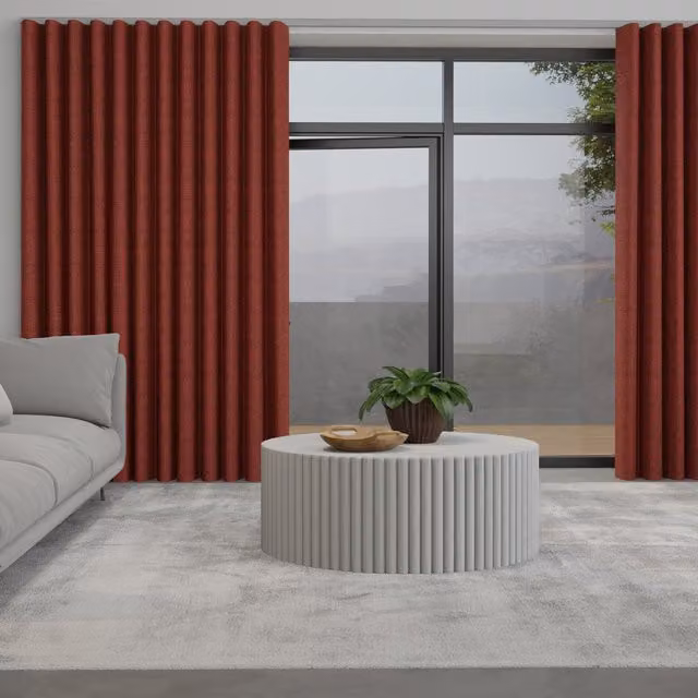 Terrys Lugano Made to Measure Blackout Wave Curtain in Red with Crimson Track