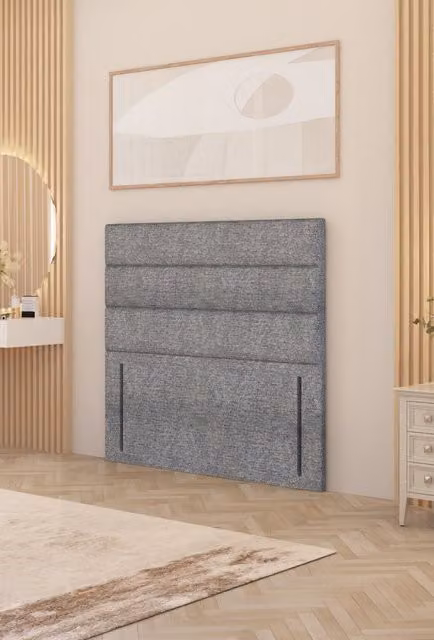 Somnior Chambery Single Floor Standing Divan Headboard in Grey Upholstered Tweed Fabric