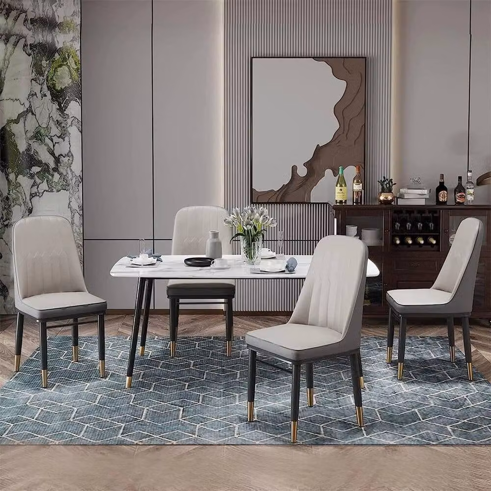 KORVIXA Set of 2 Modern Grey Faux Leather Dining Chairs – 4