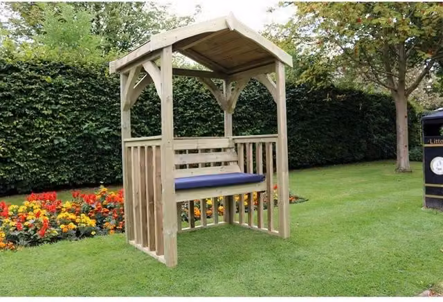 Churnet Valley Garden Furniture Ltd Anastasia Arbour with 2 Bench Seats and Trellis in Brown, W/D/H: 190 x 135 x 90 cm