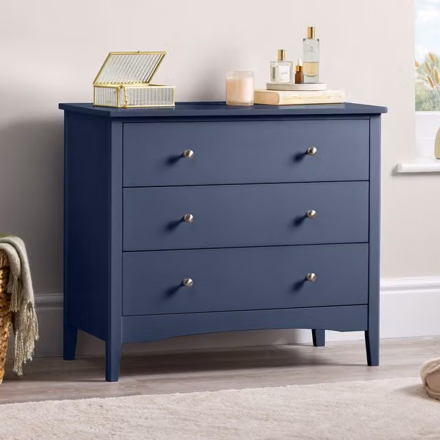 Christow Navy Blue 3 Drawer Modern Chest of Drawers W/D/H: 70 x 40 x 80 cm – 1