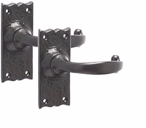 Golden Grace Antique Plain Design Latch Door Handles, 1 Pair, Matt Black