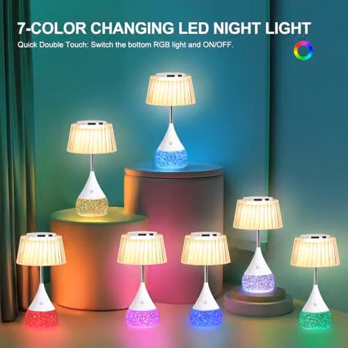 Harper Living RGB LED Table Lamp with Touch Control, Dimmable Colour Changing Mood Light in White and Chrome – 3