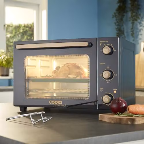 Cooks Professional Mini Portable Electric Countertop Oven with Steam Assist, 34L Capacity, 1500W, Black – 2