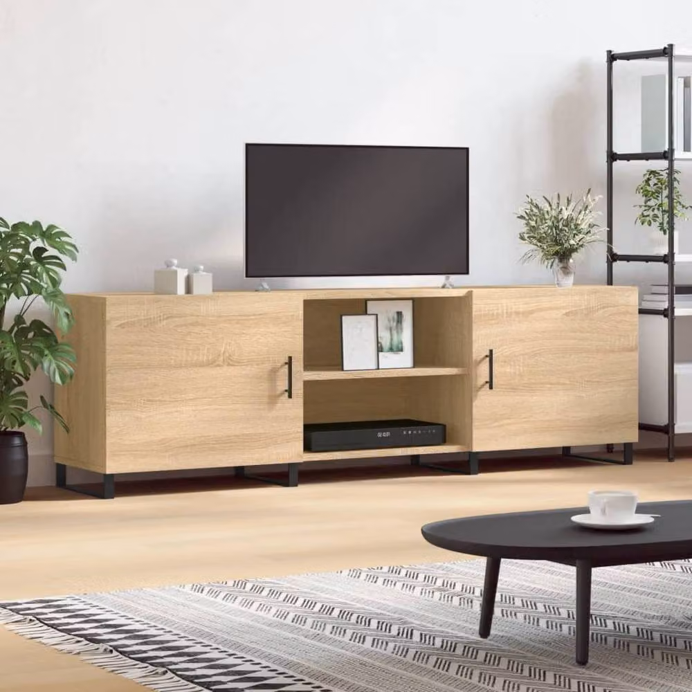 Berkfield Home Modern Sonoma Oak TV Cabinet in Beige, W/D/H: 150 x 30 x 50 cm – 2