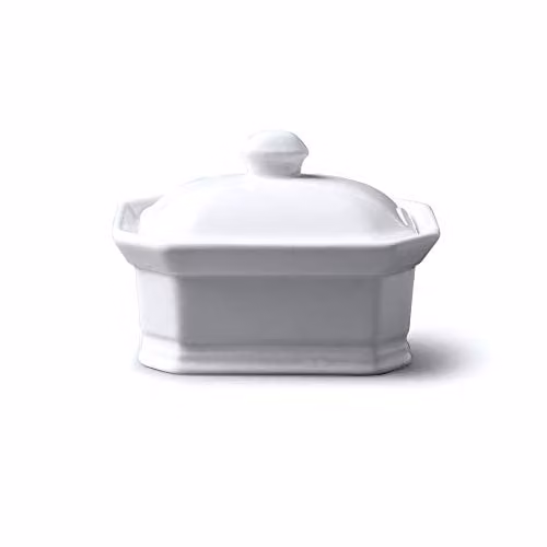 WM Bartleet & Sons 1750 Porcelain Butter and Terrine Dish with Lid, White, W/D/H: 11 x 8 x 7 cm