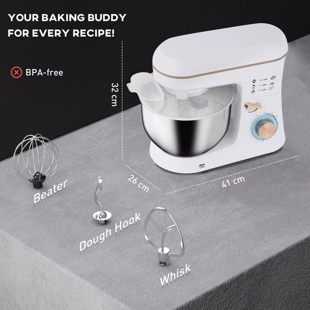 STILVORA 5L Stand Mixer in White with 6 Speeds, Pulse Function and Overheat Protection – 2