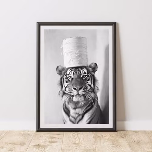 60 Second Makeover Tiger Toilet Roll Animal Print Paper Poster, W/H: 21.0 x 29.7 cm