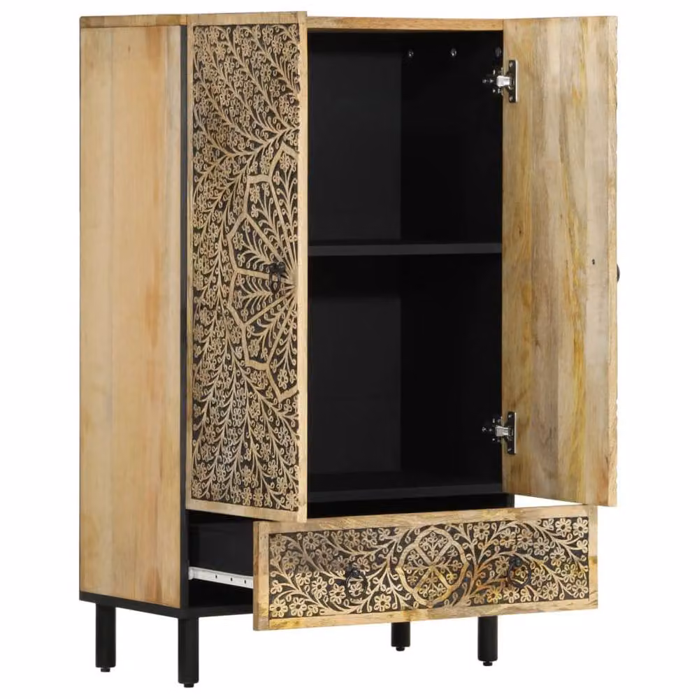 Berkfield Home Mango Wood Highboard in Brown, W/D/H: 60 x 33 x 100 cm – 2