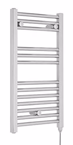 Nuie MTY150 Modern Bathroom Heated Electric Ladder Towel Rail, Chrome, H 72 cm x W 40 cm