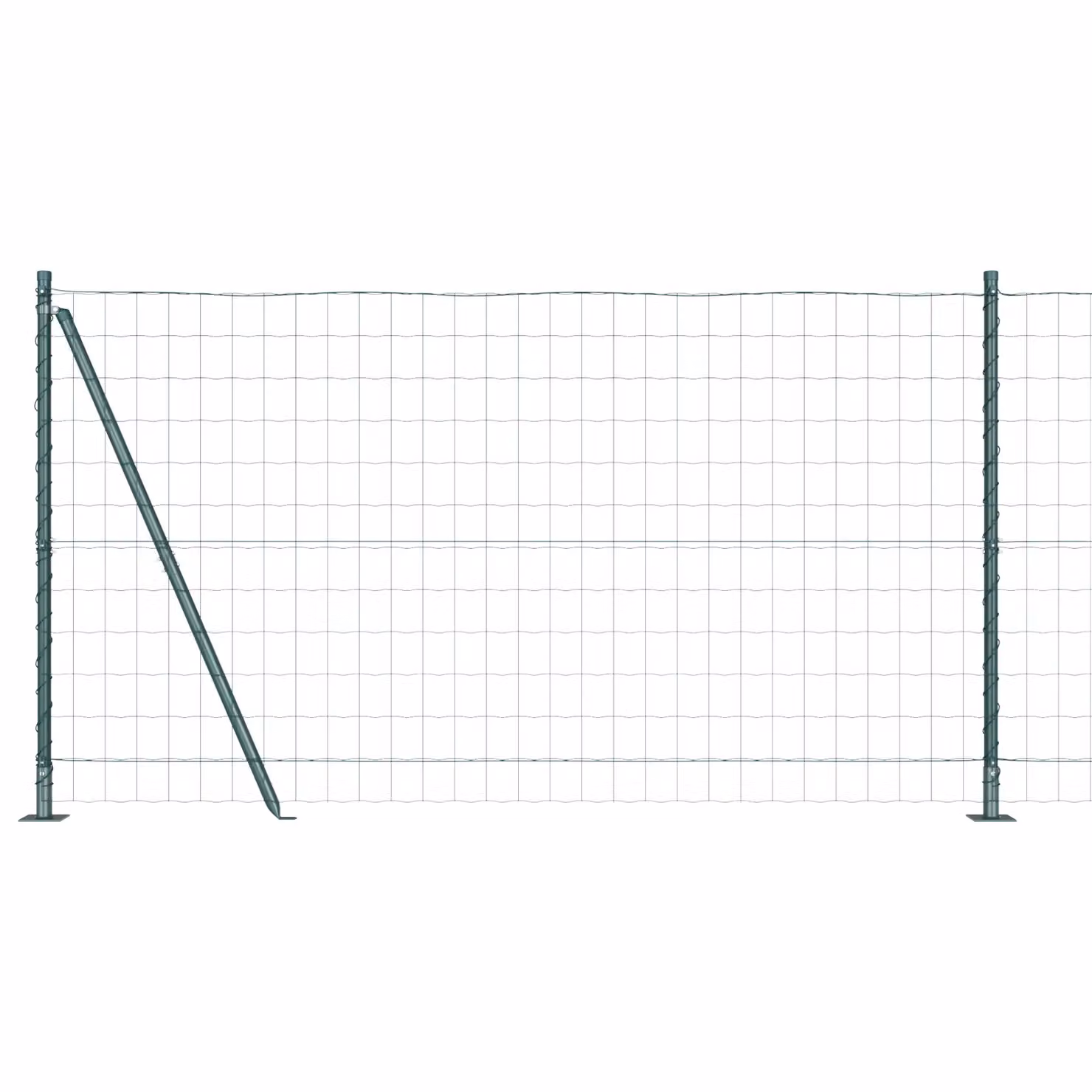 Berkfield Home Euro Fence with 7 Flanged Posts, Galvanised Steel, Silver, H: 120 cm, W: 10 m – 1