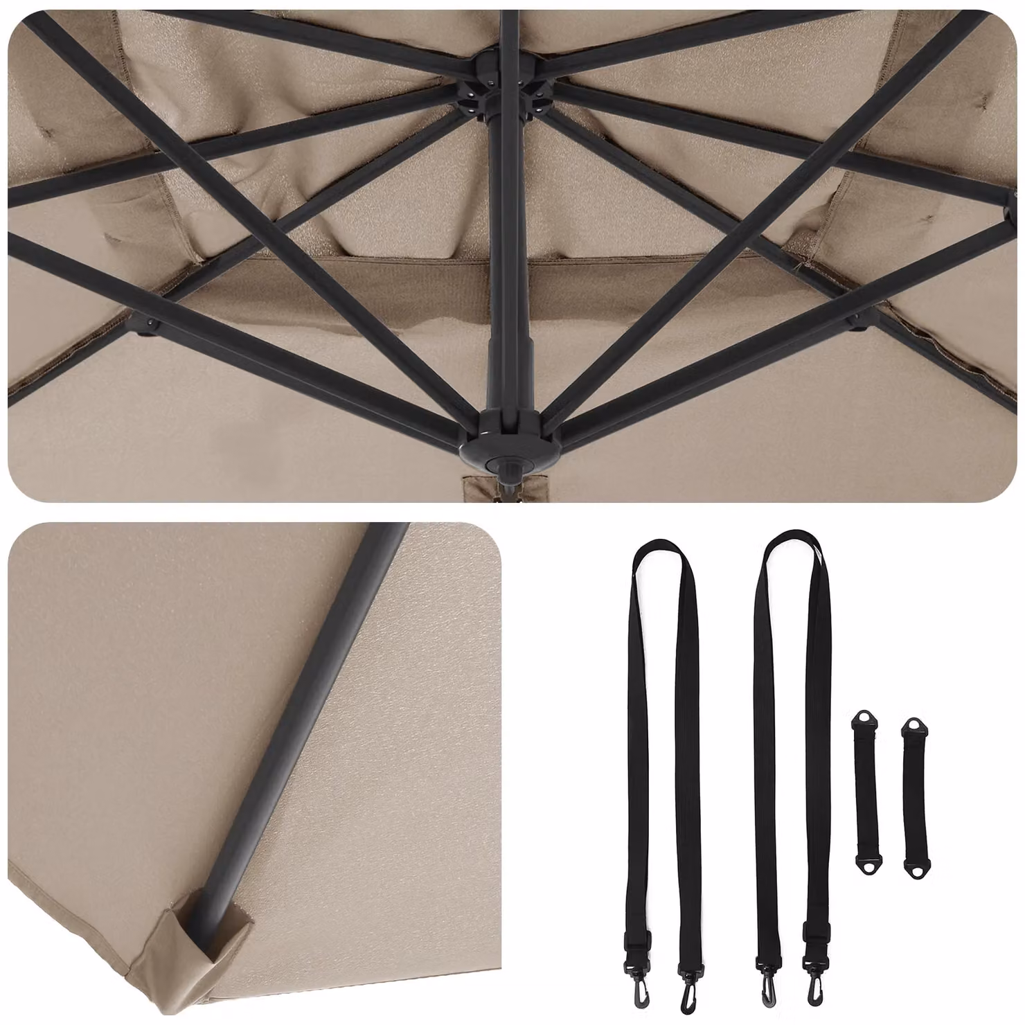 Berkfield Home Large Taupe Patio Umbrella in Polyester and Steel – 4