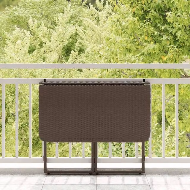 Berkfield Home Beautiful Folding Garden Table in Brown Poly Rattan, W/D/H: 90 x 51 x 75 cm – 1