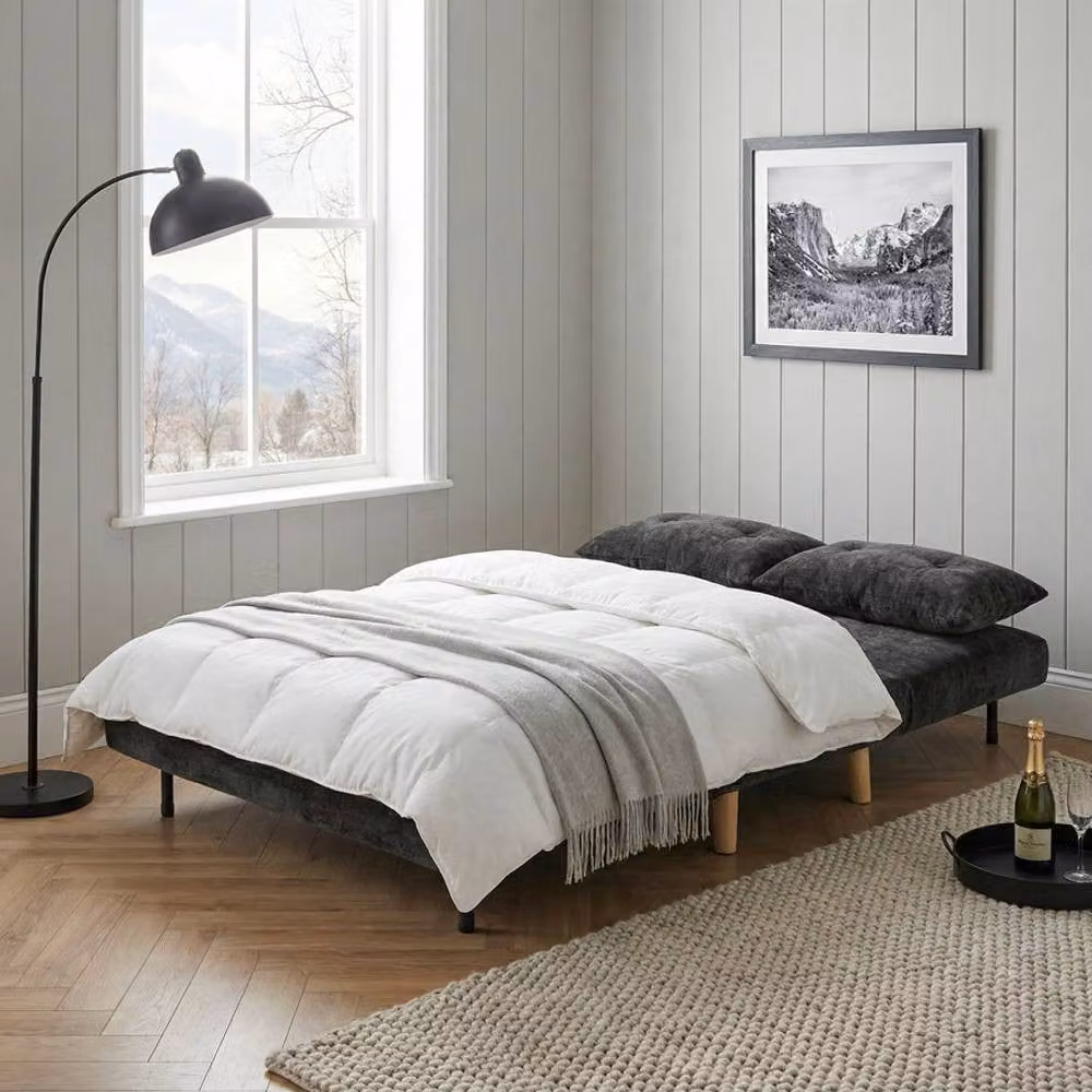 Home Garden Direct Aurora Small Double 2 Seater Sofa Bed in Dark Grey Premium Fabric with Sleeping Function and Scatter Cushions, 120 x 200 cm – 2