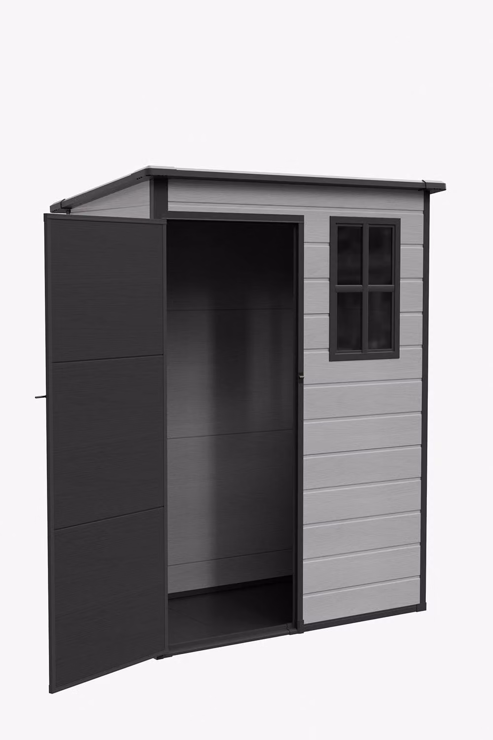 Garden Sanctuary Grey Plastic Pent Garden Storage Shed with Lockable Door and Window, W/D/H: 152.4 x 92.0 x 194.0 cm – 2