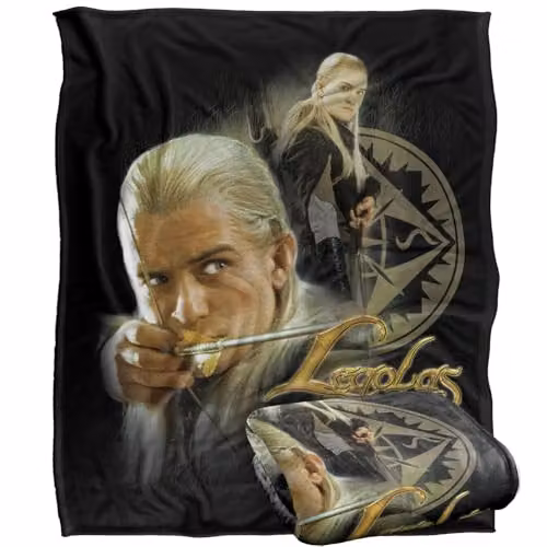 Warner Bros. Lord of the Rings Legolas Silky Touch Super Soft Fleece Throw Blanket, Multicolour, W: 127 cm x L: 152.4 cm