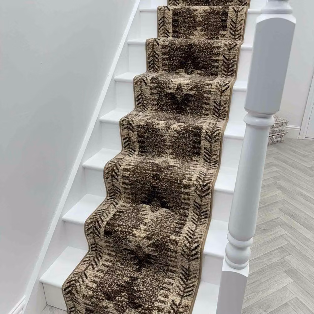runrug Native Stair Runner Carpet in Brown, W: 70 cm x L: 630 cm – 4