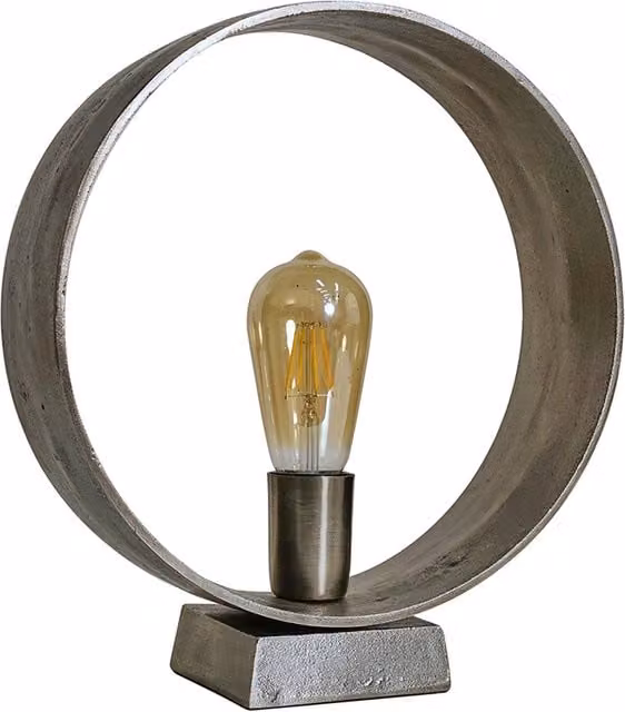 ValueLights Metal and Glass Round LED Table Lamp in Grey