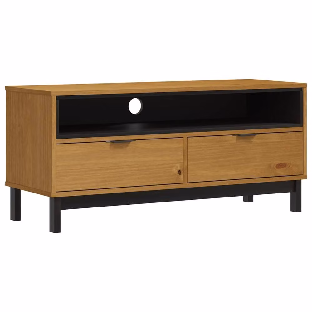 Berkfield Home FLAM TV Cabinet in Brown Solid Pine Wood W/D/H: 110 x 40 x 50 cm – 3