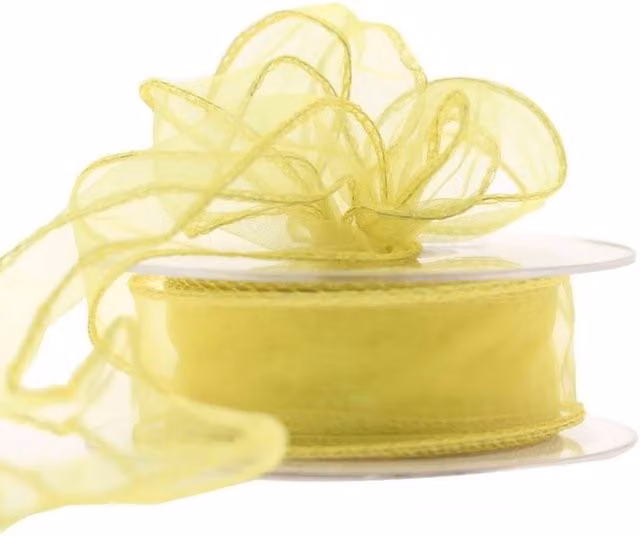 KDMD Yellow Wired Chiffon Ribbon, 30mm, 2 Pack