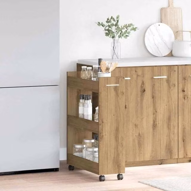 EONLION Rolling Cabinet in Brown Artisan Oak