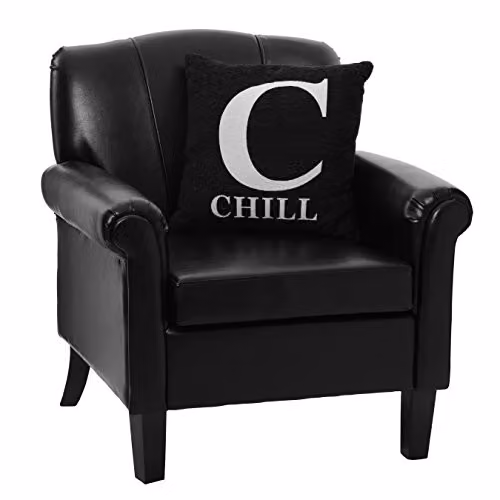 Orsina Chill Words Black Chenille Square Cushion W/D/H: 45 x 45 x 14 cm – 3