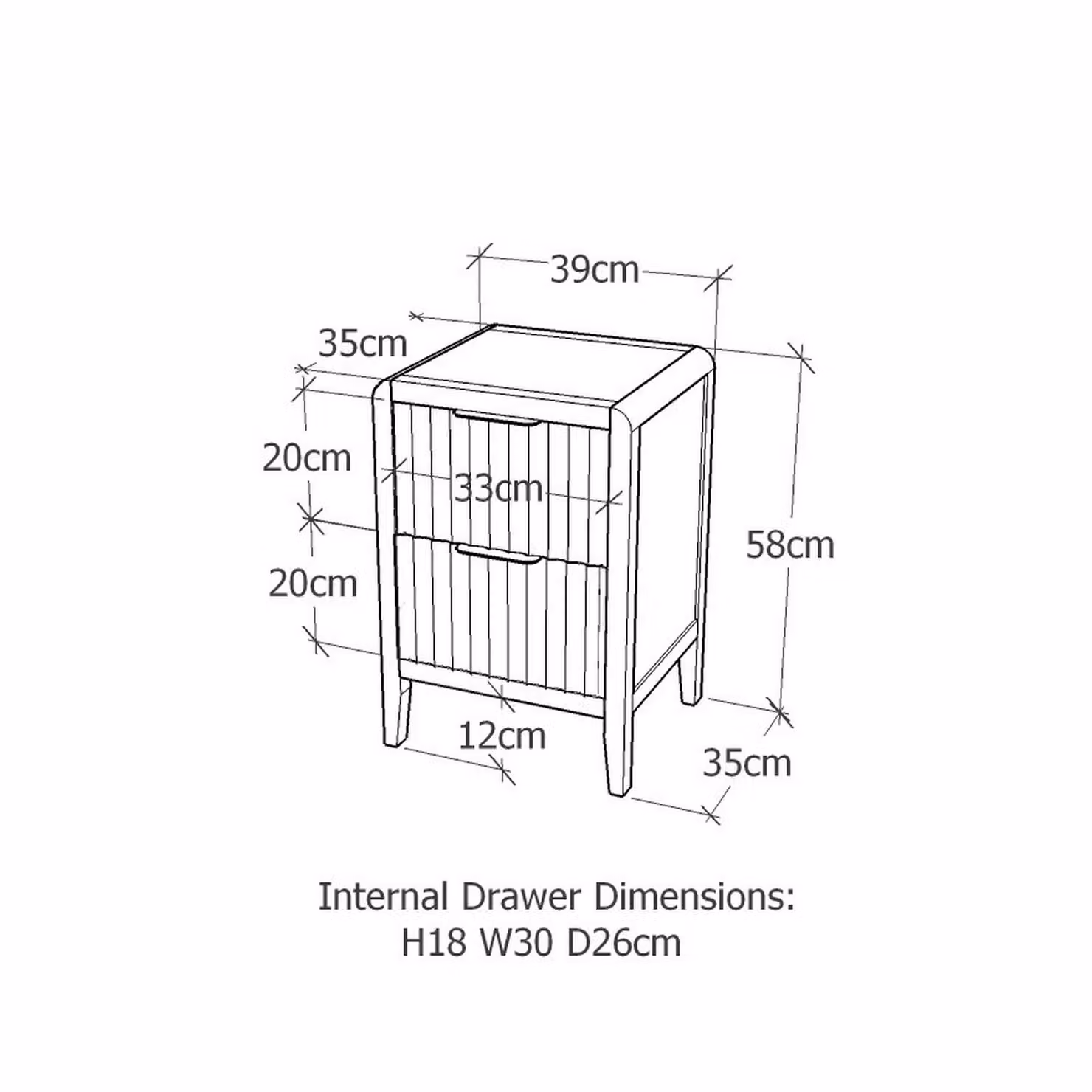 Cabinet Bits Castel 2 Drawer Bedside Table in Grey – 2