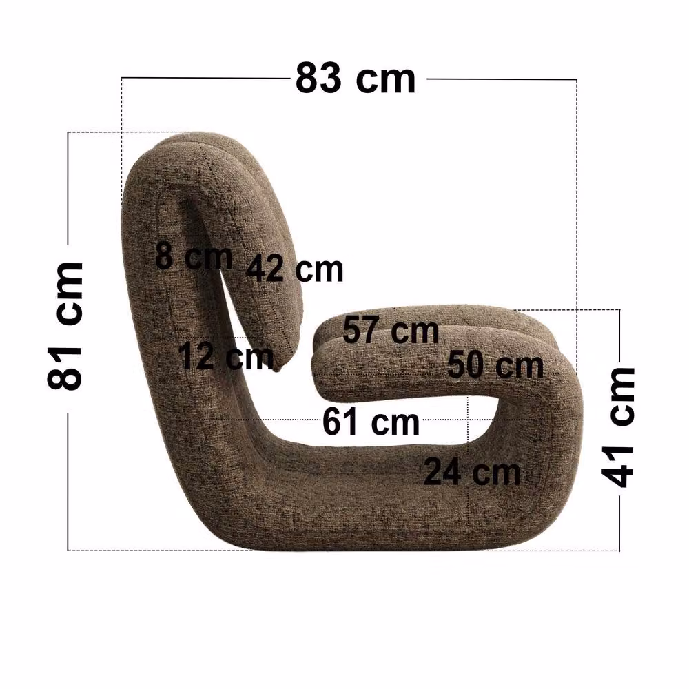 Solace+Co Maelys Sculptural Lounge Chair in Brown Chenille Fabric – 4