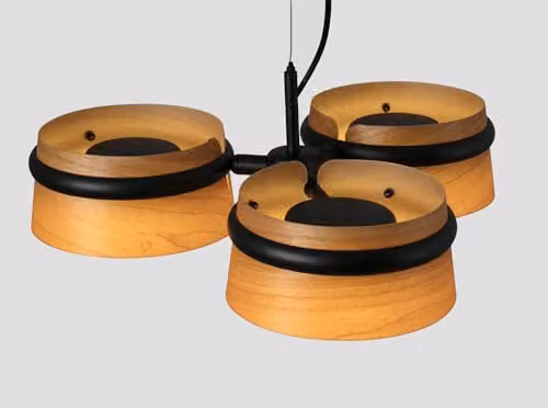 Netlighting Loop Dimmable LED 3-Light Cluster Pendant Lamp in Black and Wood – 5