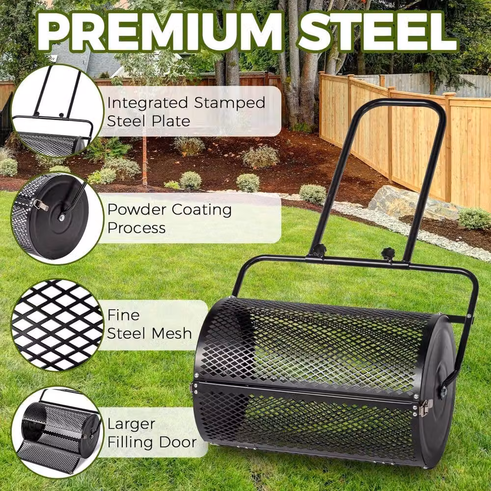 Nordara 24 inch Manual Compost Spreader with Detachable U-Handle in Black – 4