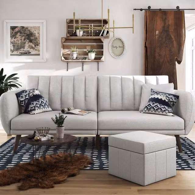 Novogratz NG Brittany Sofa Bed in Light Grey Linen