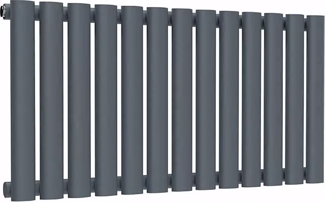 Lux Heat Oval Horizontal Wall Mounted Steel Radiator in Grey, W: 780 mm, H: 400 mm