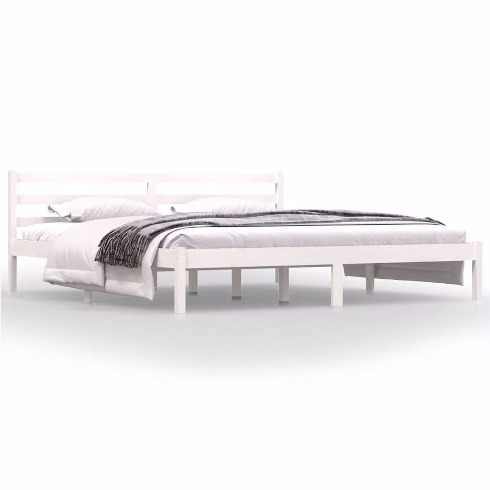 Berkfield Home Beautiful Super King Bed Frame in White Solid Pine Wood, W/D/H: 180 x 200 cm – 2