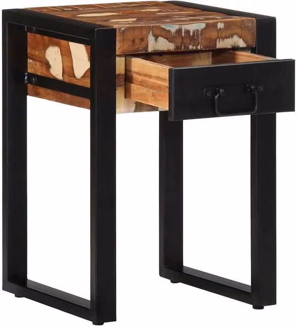 Berkfield Home Multicolour Reclaimed Solid Wood Side Table W/D/H: 35 x 35 x 50 cm – 1