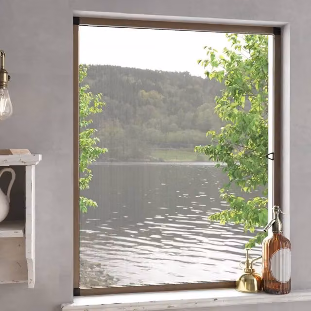 Berkfield Home Brown Fibreglass Insect Screen for Windows with Aluminium Frame, W: 80 cm, H: 100 cm – 1