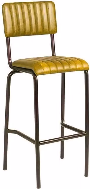Netfurniture Lascari Ribbed Bar Stool in Gold with Faux Leather and Metal