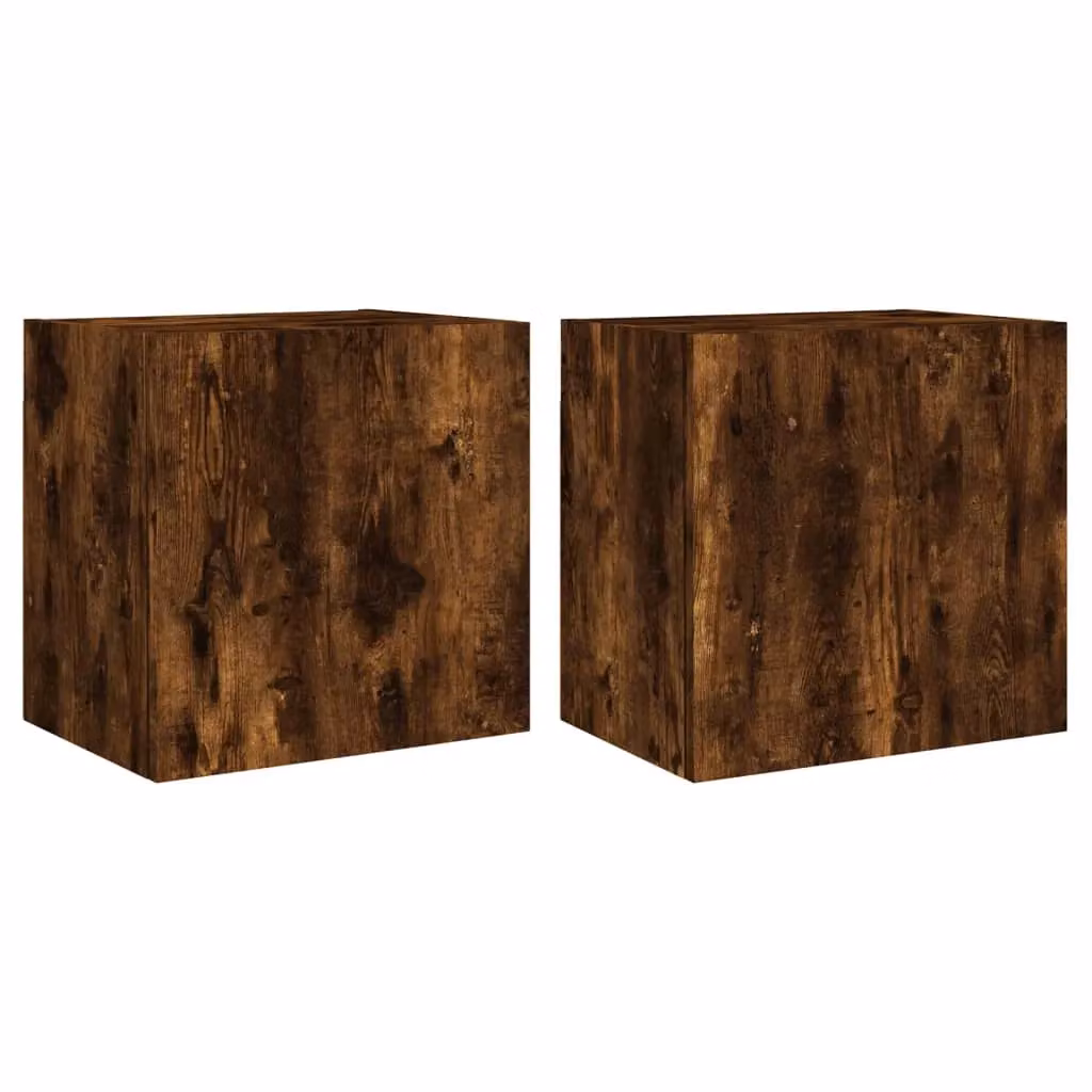 Berkfield Home Set of 2 Smoked Oak TV Wall Cabinets in Brown, W/D/H: 40.5 x 30 x 40 cm – 2