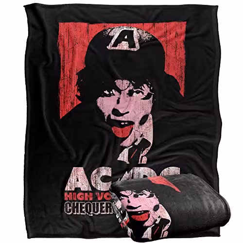 LOGOVISION AC/DC High Voltage Live 1975 Super Soft Microfibre Throw Blanket, White, W/D/H: 152 x 127 cm