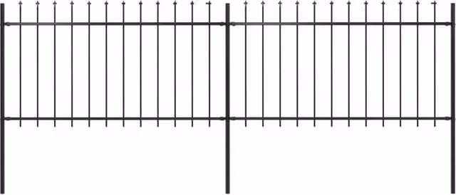 Berkfield Home Garden Palisade Fence with Spear Top in Black Powder-Coated Steel, W: 3.4 m, H: 1 m