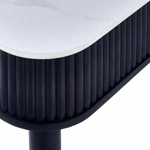 Julian Bowen Louis Rectangular Stone Top Dining Table with 2 Drawers in White, Black and Gold Ash Wood, W: 190 cm, D: 90 cm, H: 77 cm – 4