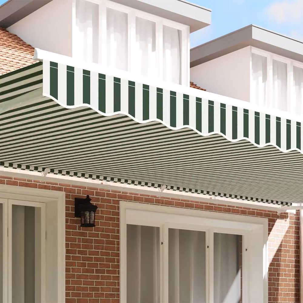 Berkfield Home Awning Valance in Green and White, W: 5.8 m, H: 0.2 m – 2
