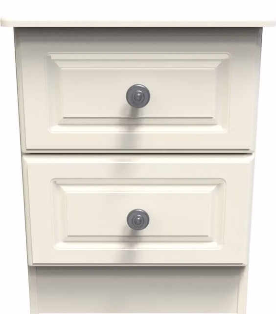 Ready Assembled 2 U Stirling 2 Drawer Bedside Cabinet in Cream