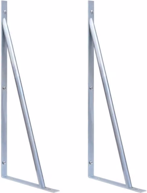 Berkfield Home Silver Galvanised Steel Round In-Ground Fence Post Support Brackets, 2 Pack