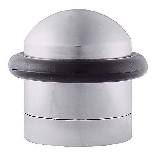 Loops 2 Pack Dome Topped Floor Mounted Door Stop with Rubber Buffer in Chrome, 38mm Diameter – 2