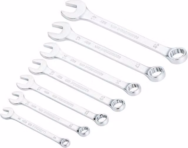 Facom 40B Series 7-piece slim metric combination spanner set in silver