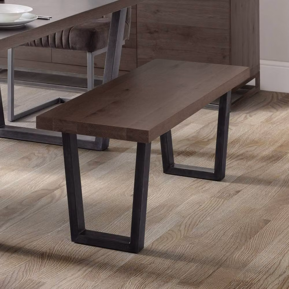 Cheshire Premium Kingsley Wooden Bench in Dark Oak with Gunmetal Frame, Dark Brown – 2
