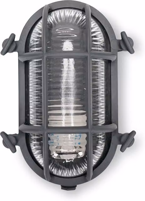 ValueLights Maritime Oval Outdoor Wall Bulkhead Light in Grey