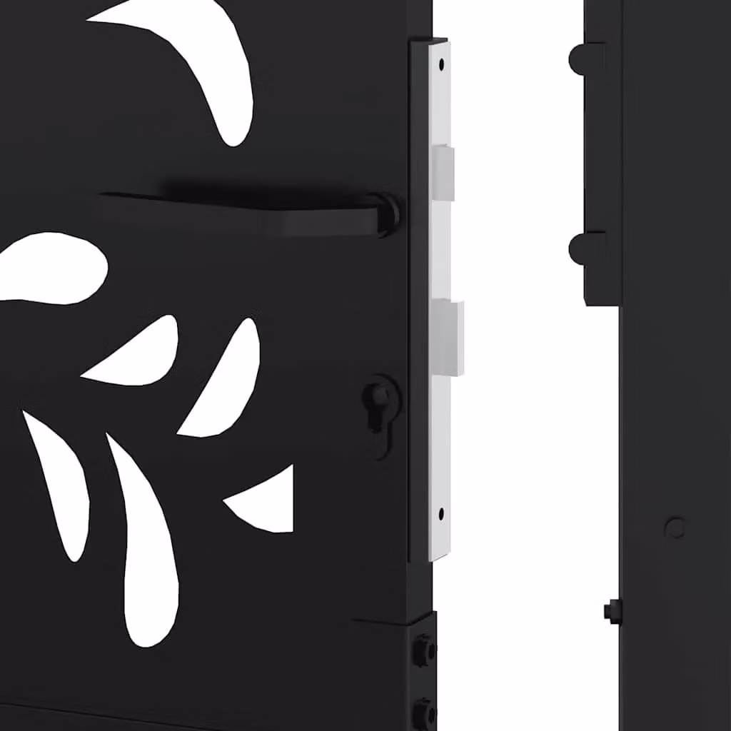 Berkfield Black Steel Wave Design Garden Gate W: 105 cm, H: 180 cm – 4