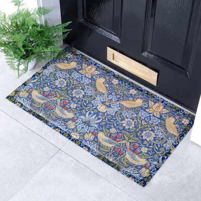 Artsy Mats William Morris Strawberry Thief Floral Indoor and Outdoor Doormat, Multicolour, W: 70 cm, D: 40 cm – 1