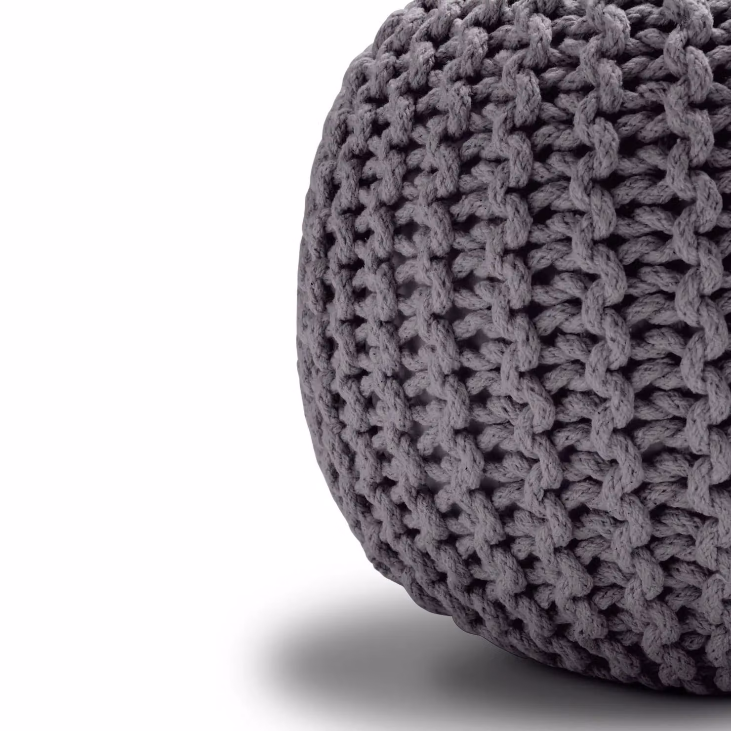 Home Sweet Home UK Handmade Large Chunky Knitted Round Pouffe Ottoman in Grey 100% Cotton – 3